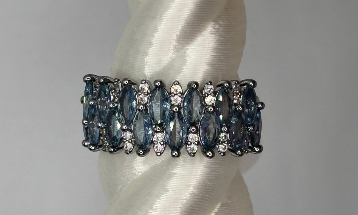 BP Aquamarine Hematite Ring Size 7
