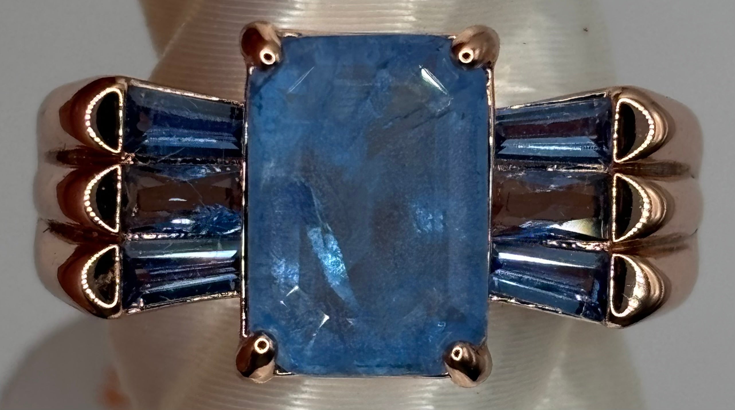 BP Blue Spinel Rose Gold Ring Size 6