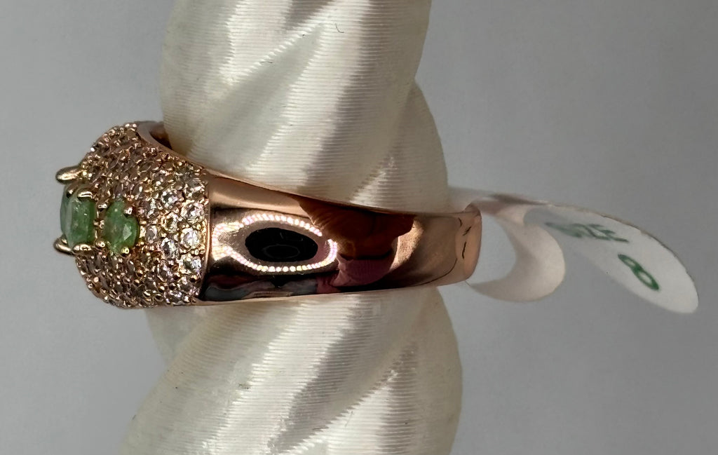 BP Green Ice Crystal Rose Gold Ring Size 8