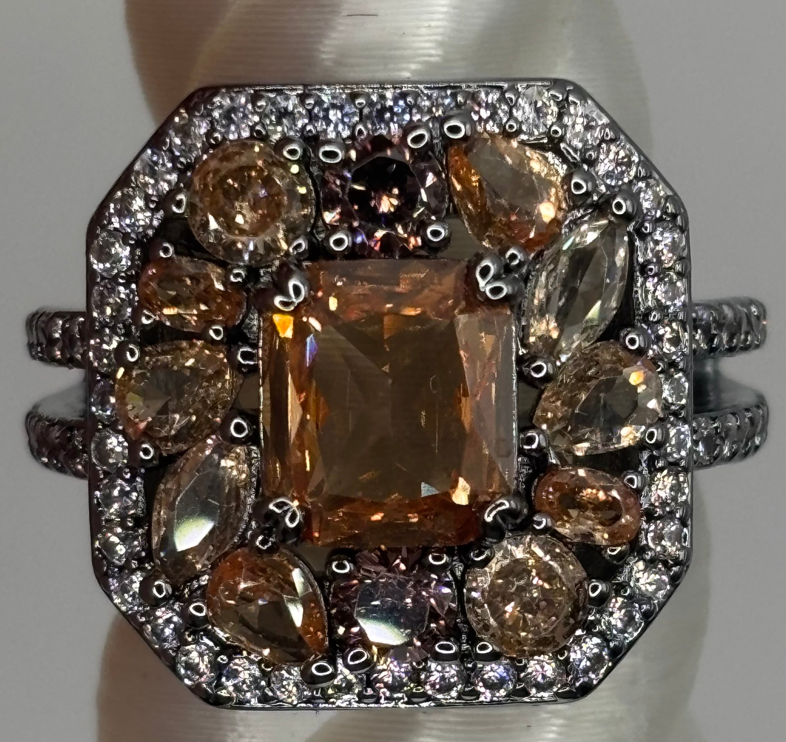 BP Smokey Topaz Hematite Ring Size 7