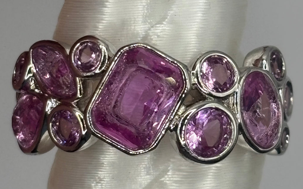 BP Rose Quartz Rhodium Ring Size 7