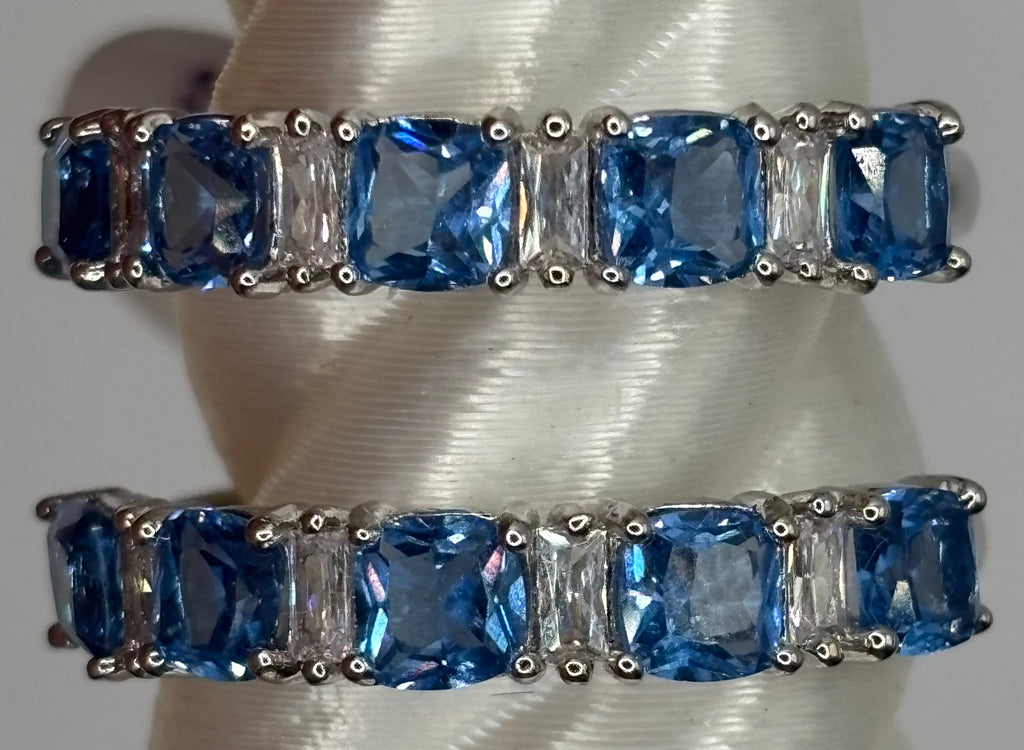 BP Blue Spinel Rhodium Ring Size 9