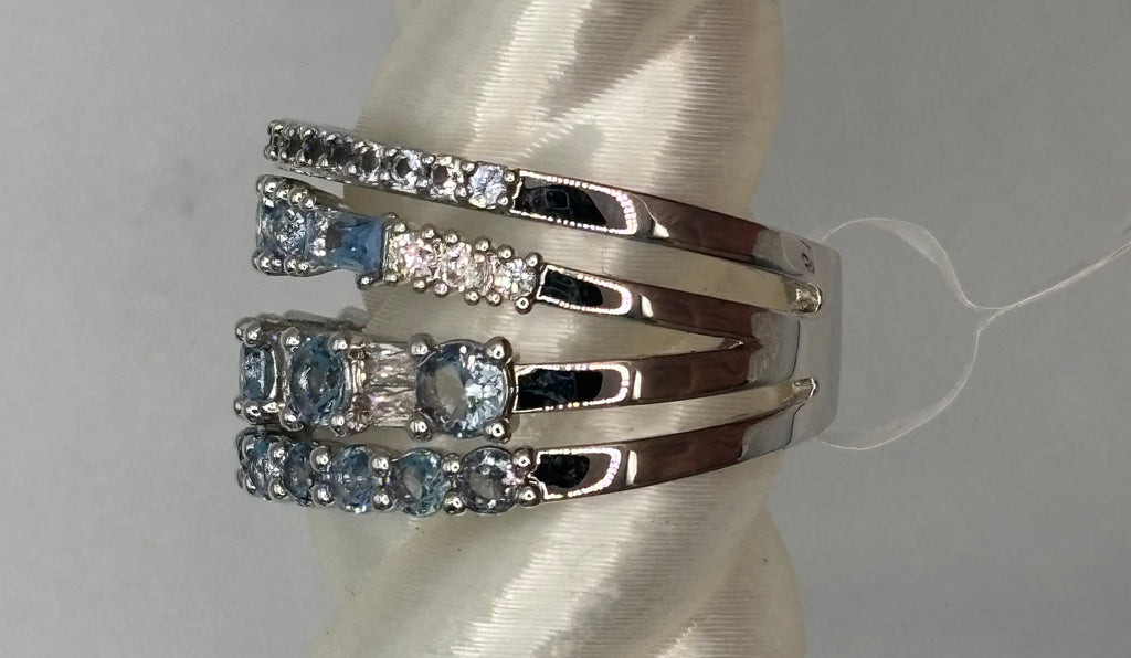 BP Blue Spinel Rhodium Ring Size 9