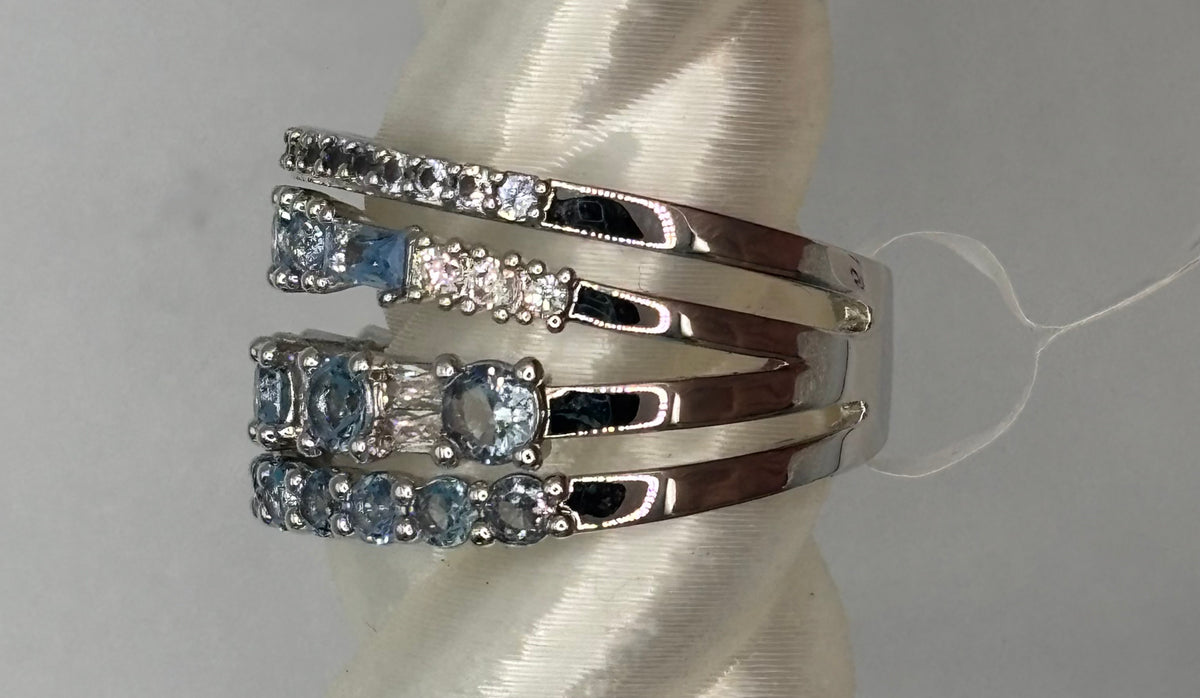 BP Blue Spinel Rhodium Ring Size 9