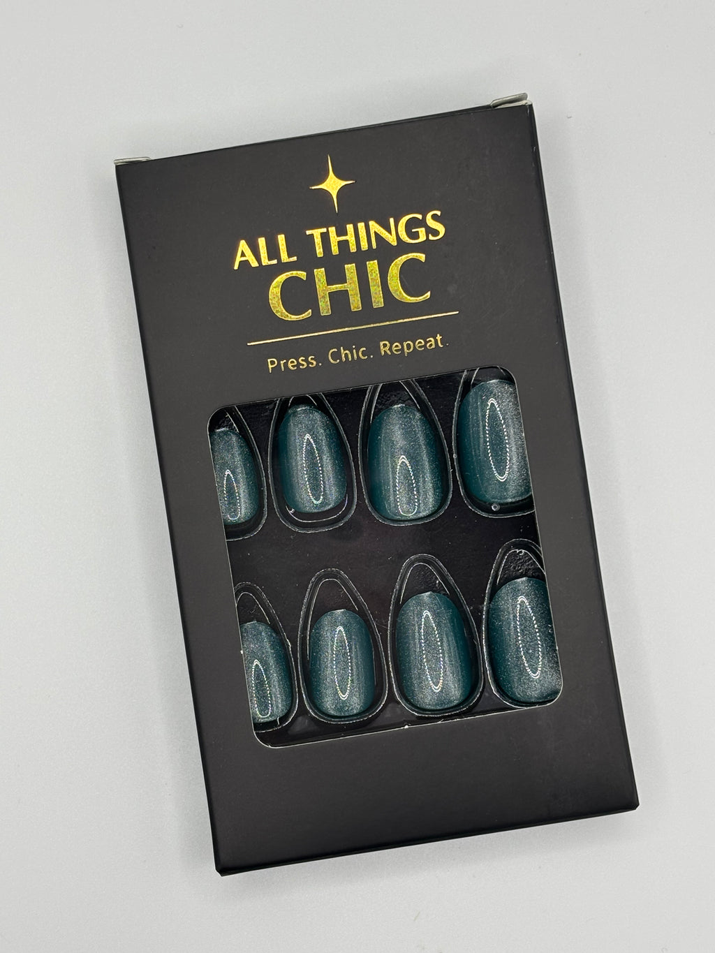 Ocean Sparkle Press-On Nails Short
