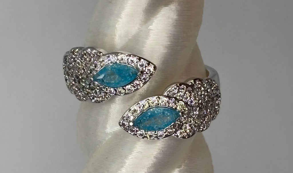 BP Blue Ice Crystal Rhodium Ring Size 7