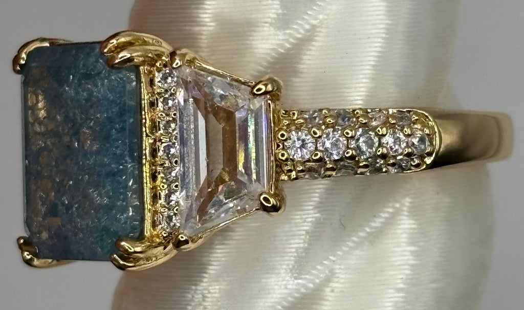 BP Blue Ice Crystal Gold Ring Size 8