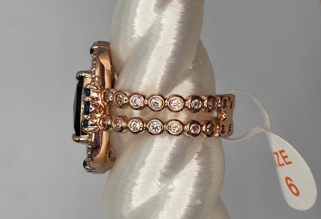 BP Sapphire Rose Gold Ring Size 6