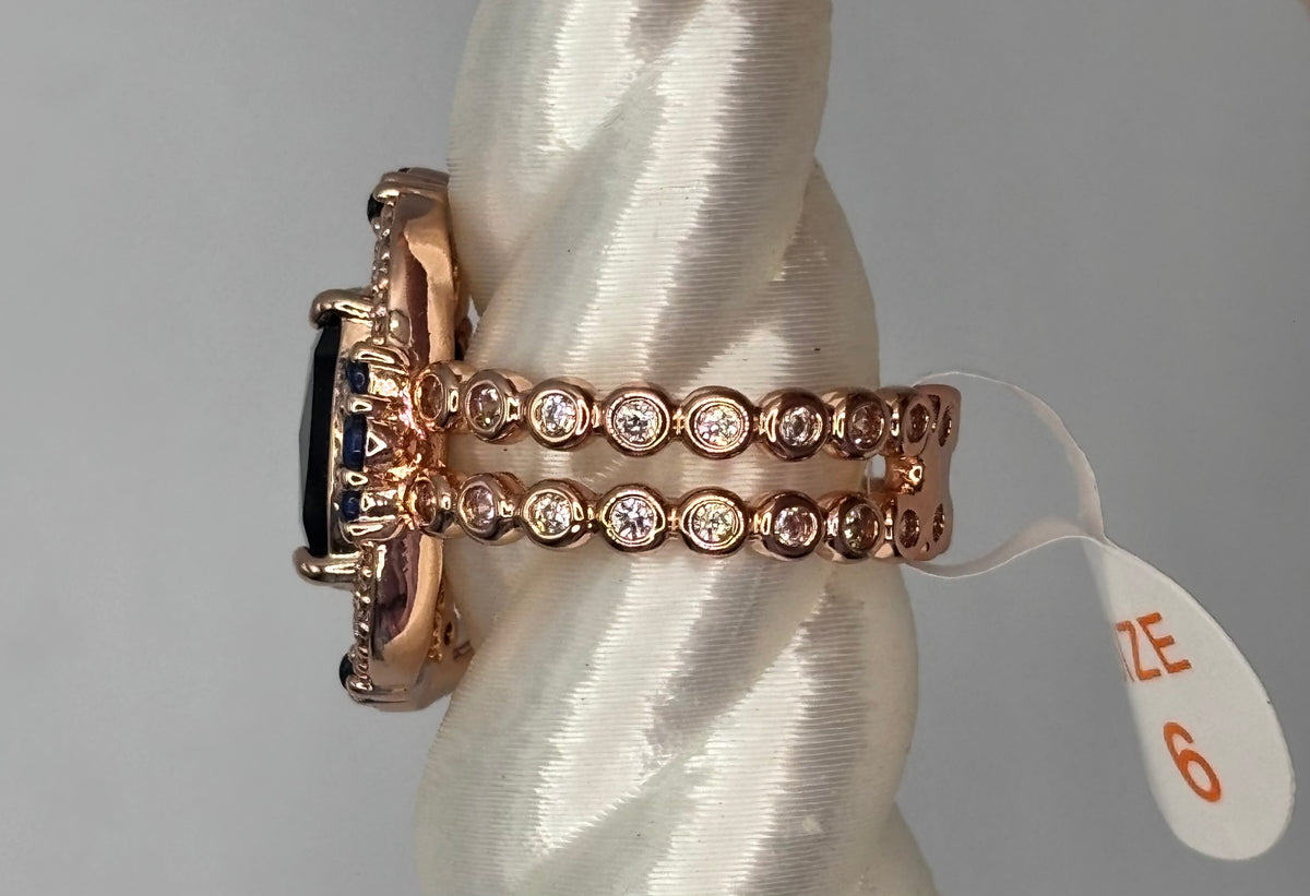 BP Sapphire Rose Gold Ring Size 6
