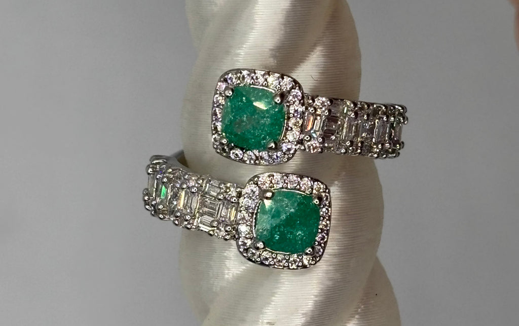 BP Emerald Ice Crystal Rhodium Ring Size 6