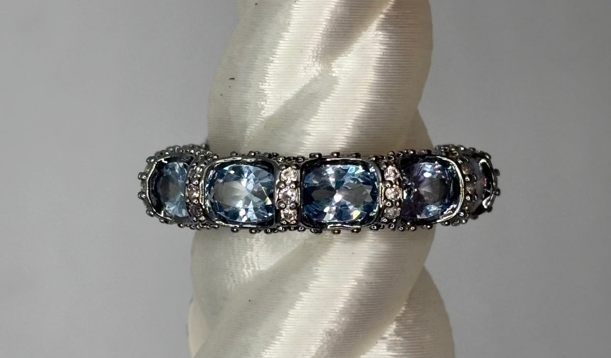 BP Aquamarine Hematite Ring Size 8