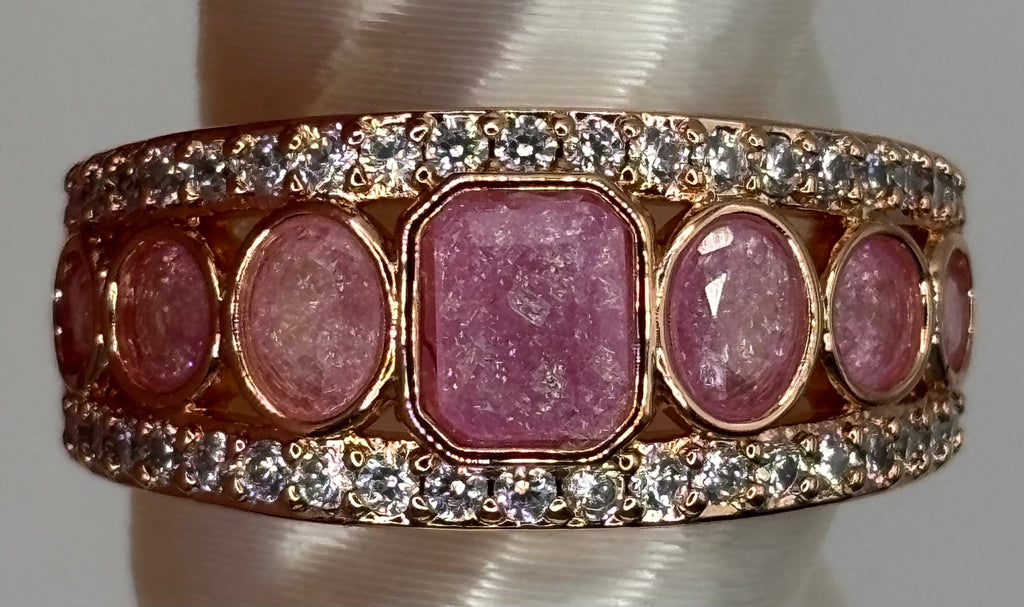 BP Pink Ice Crystal Rose Gold Ring Size 6