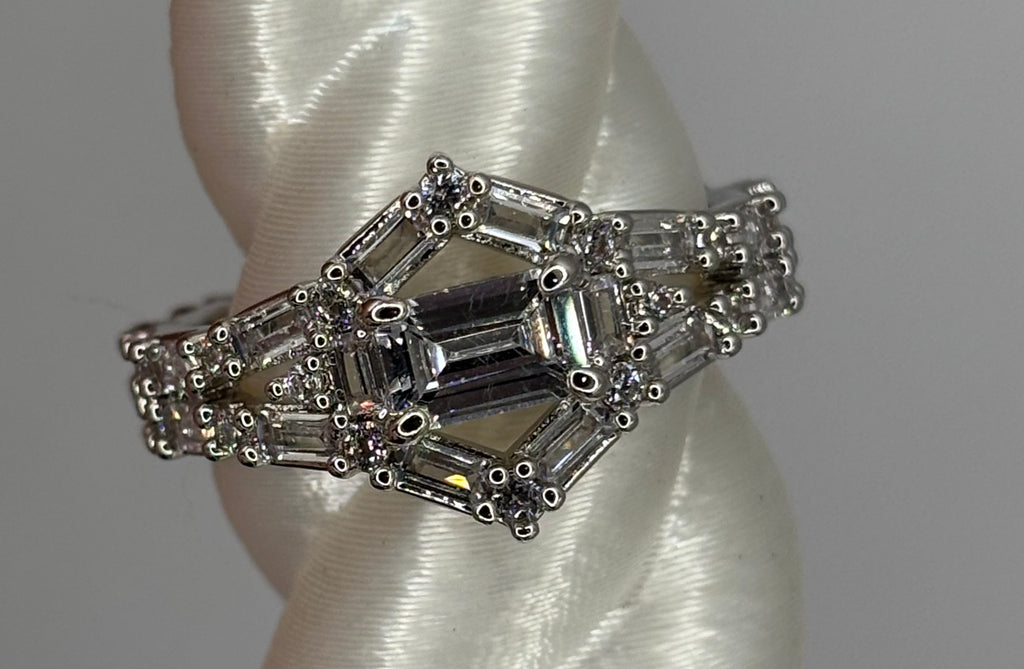 BP CZ Rhodium Ring Size 7 Lumina Collection