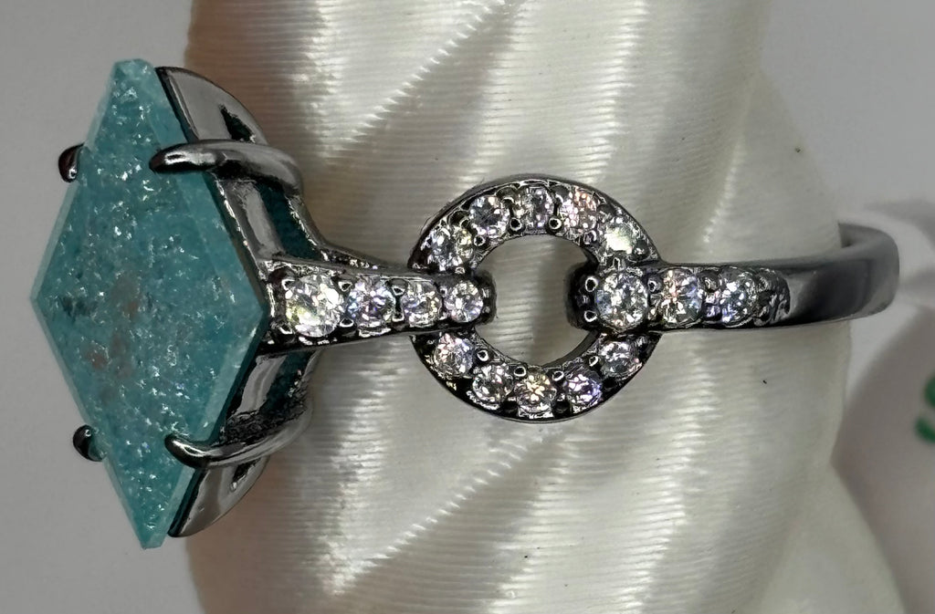 BP Blue Ice Crystal Hematite Ring Size 8