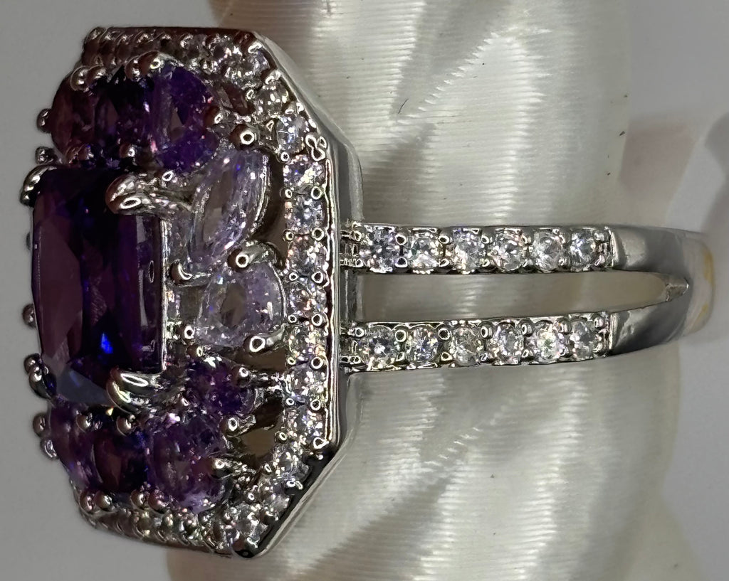 BP Amethyst Rhodium Ring Size 7