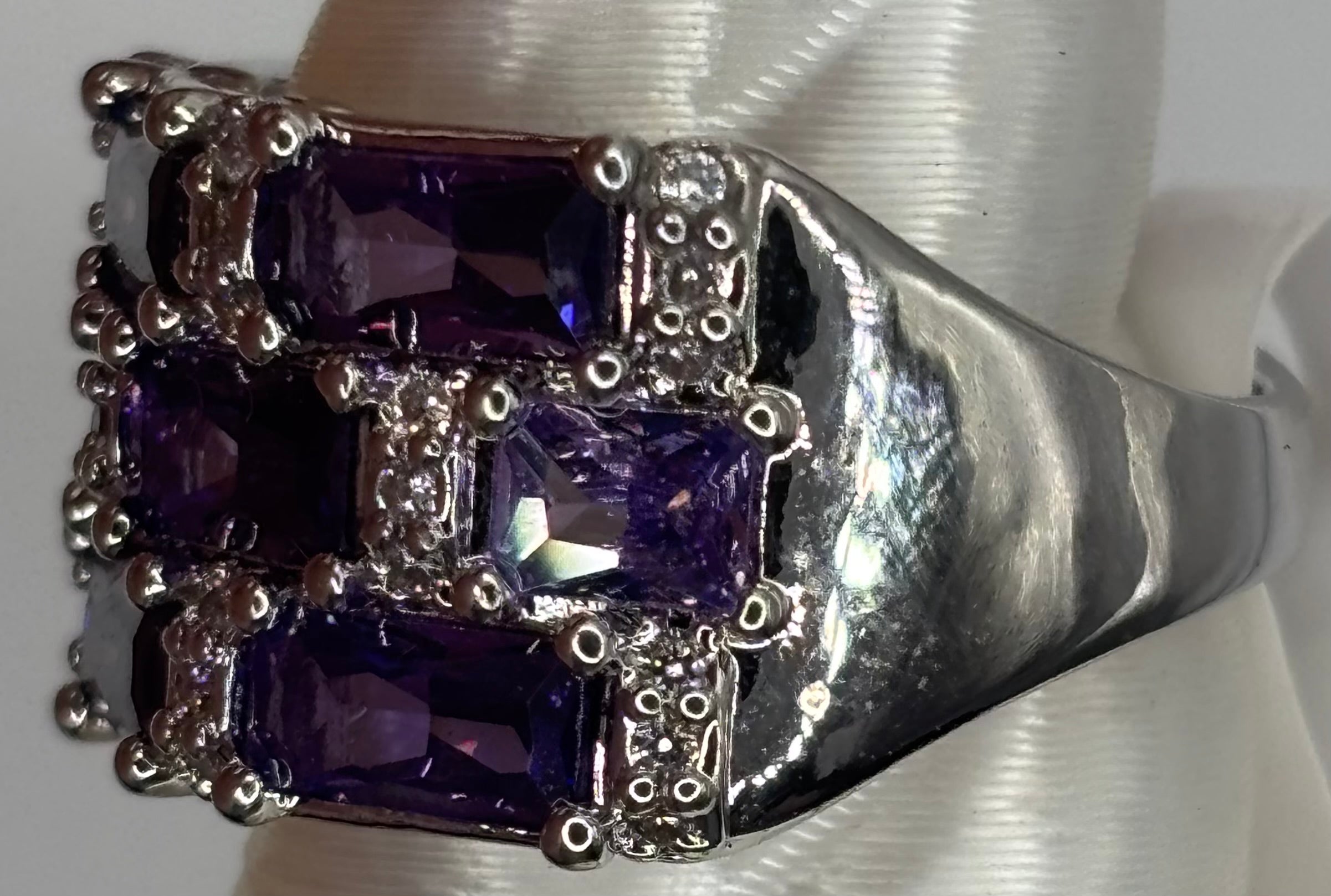 BP Amethyst Rhodium Ring Size 6