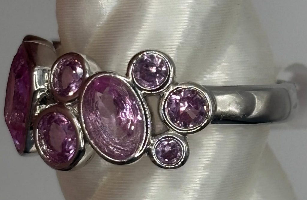 BP Rose Quartz Rhodium Ring Size 7