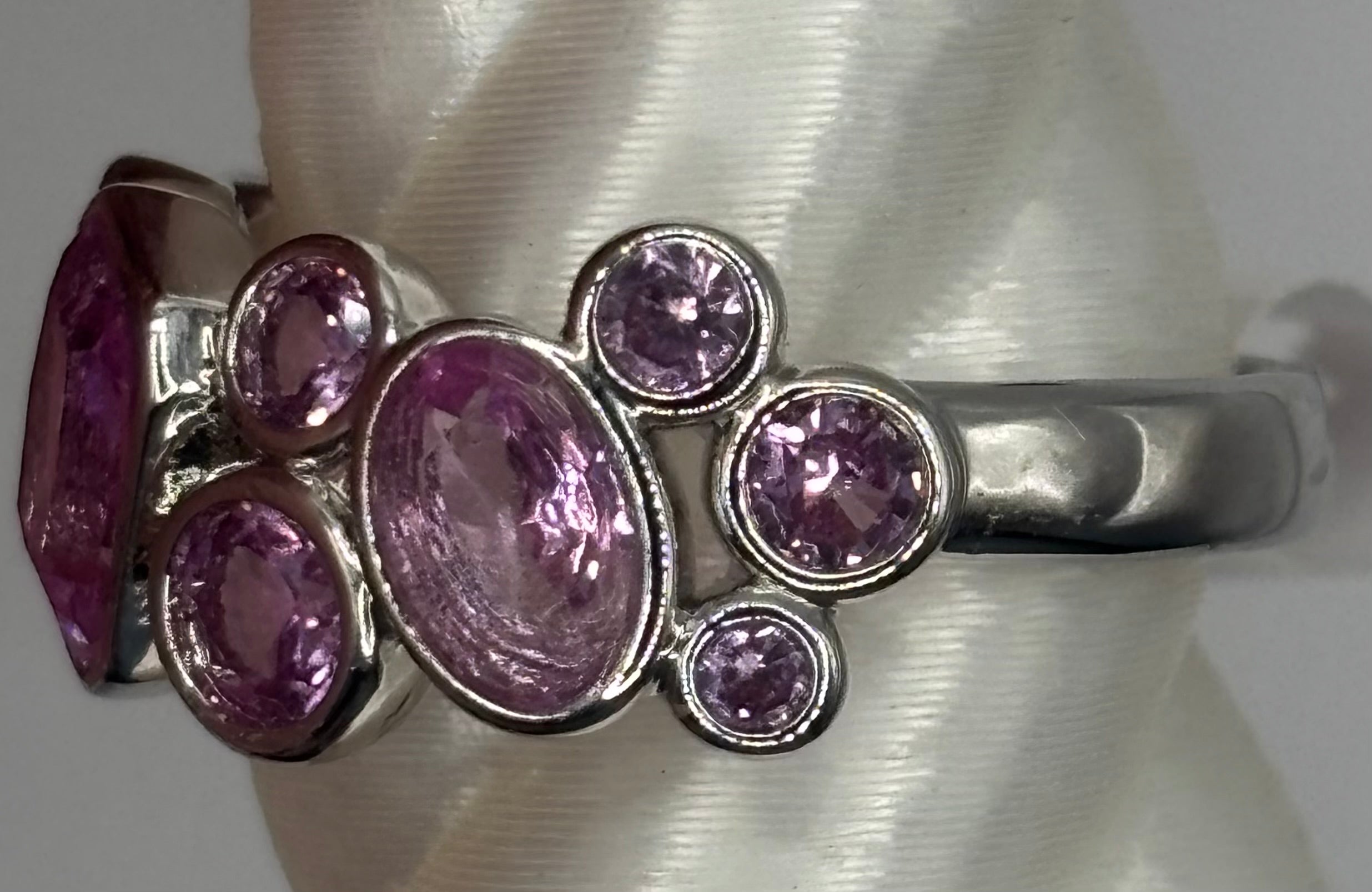 BP Rose Quartz Rhodium Ring Size 7