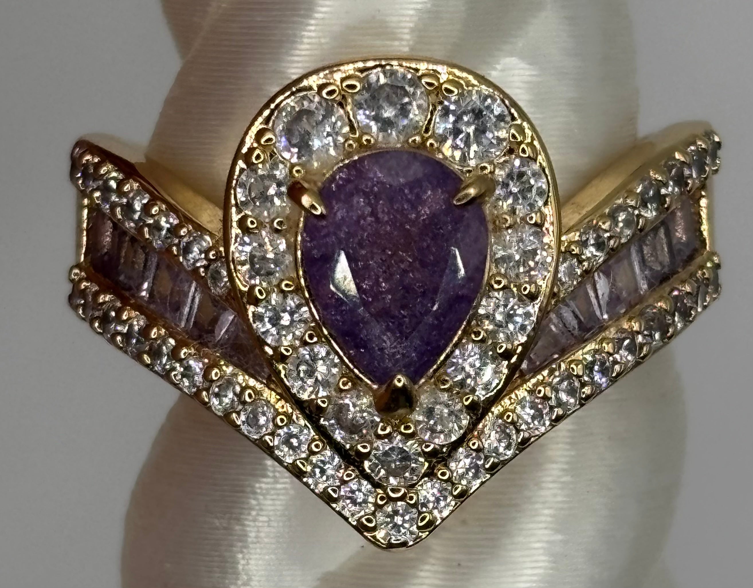 BP Amethyst Ice Crystal Gold Ring Size 8