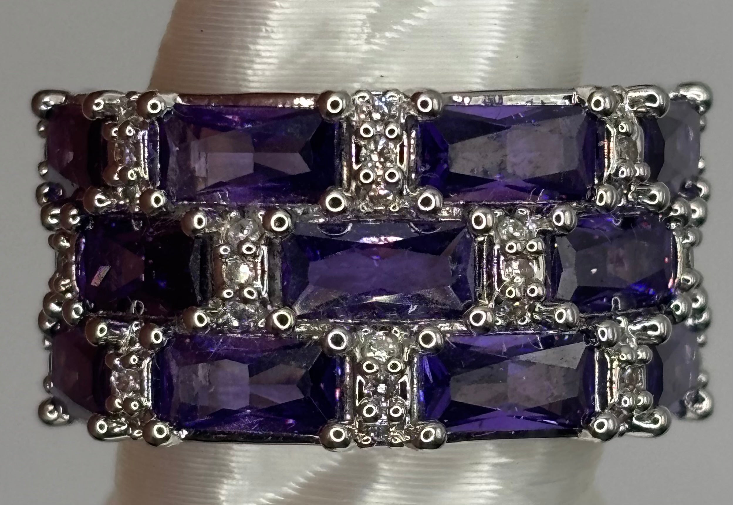 BP Amethyst Rhodium Ring Size 6