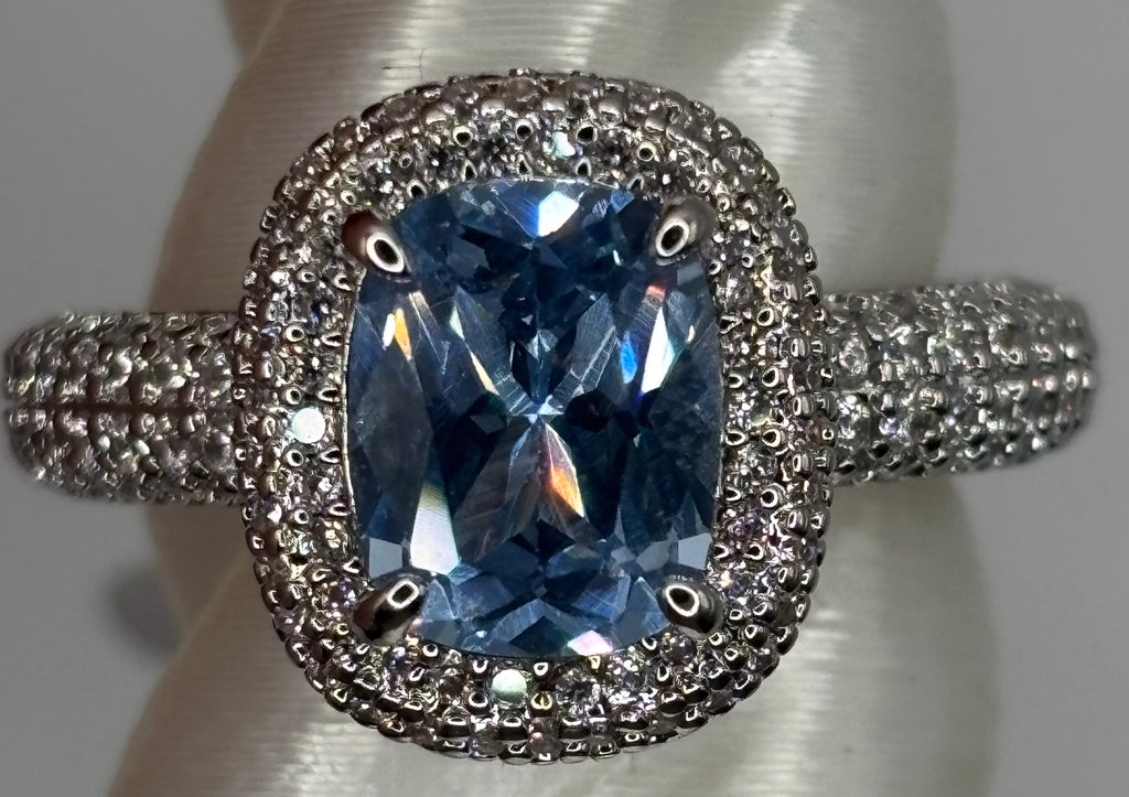 BP Blue Spinel Rhodium Ring Size 7