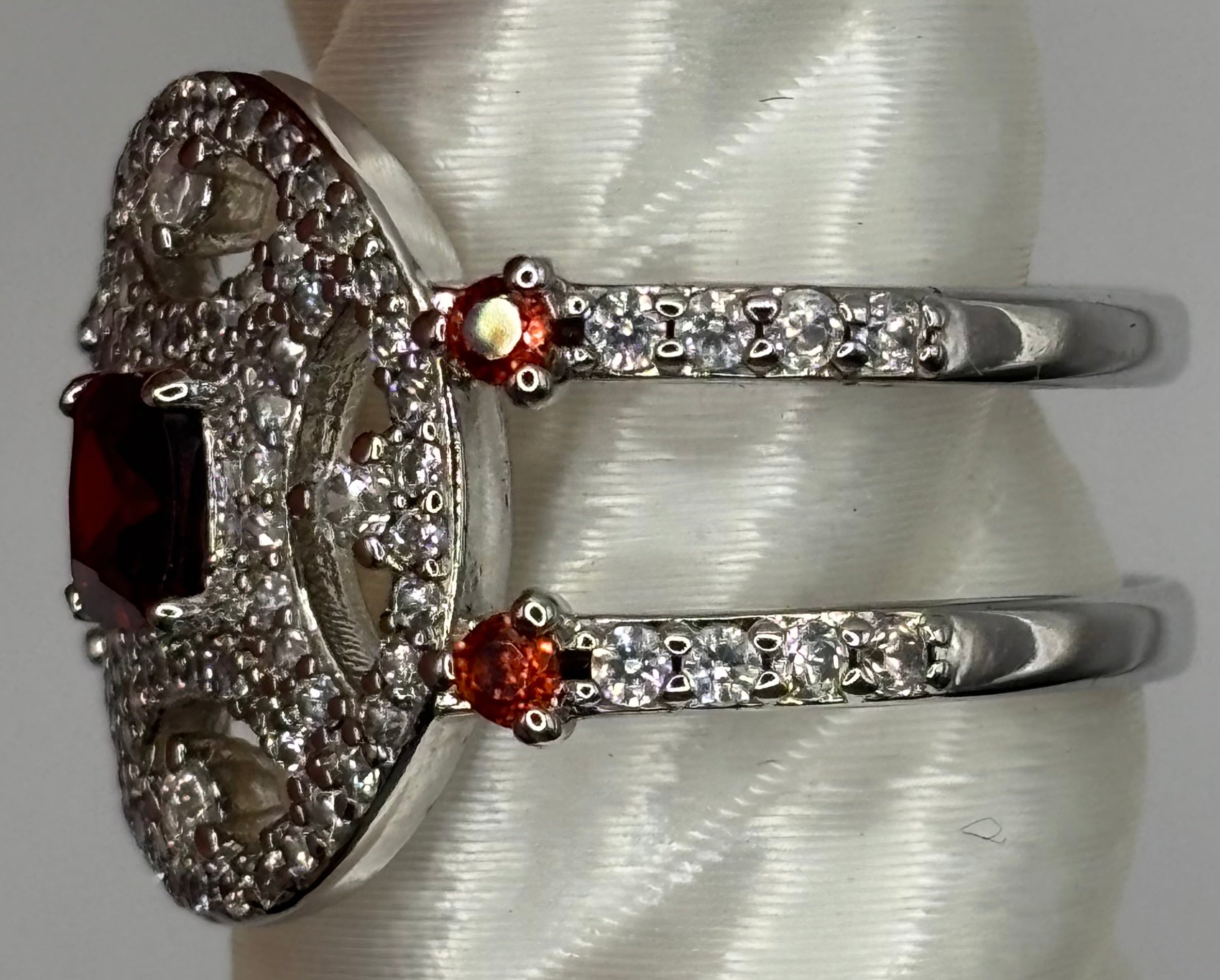 BP Garnet Rhodium Ring Size 7