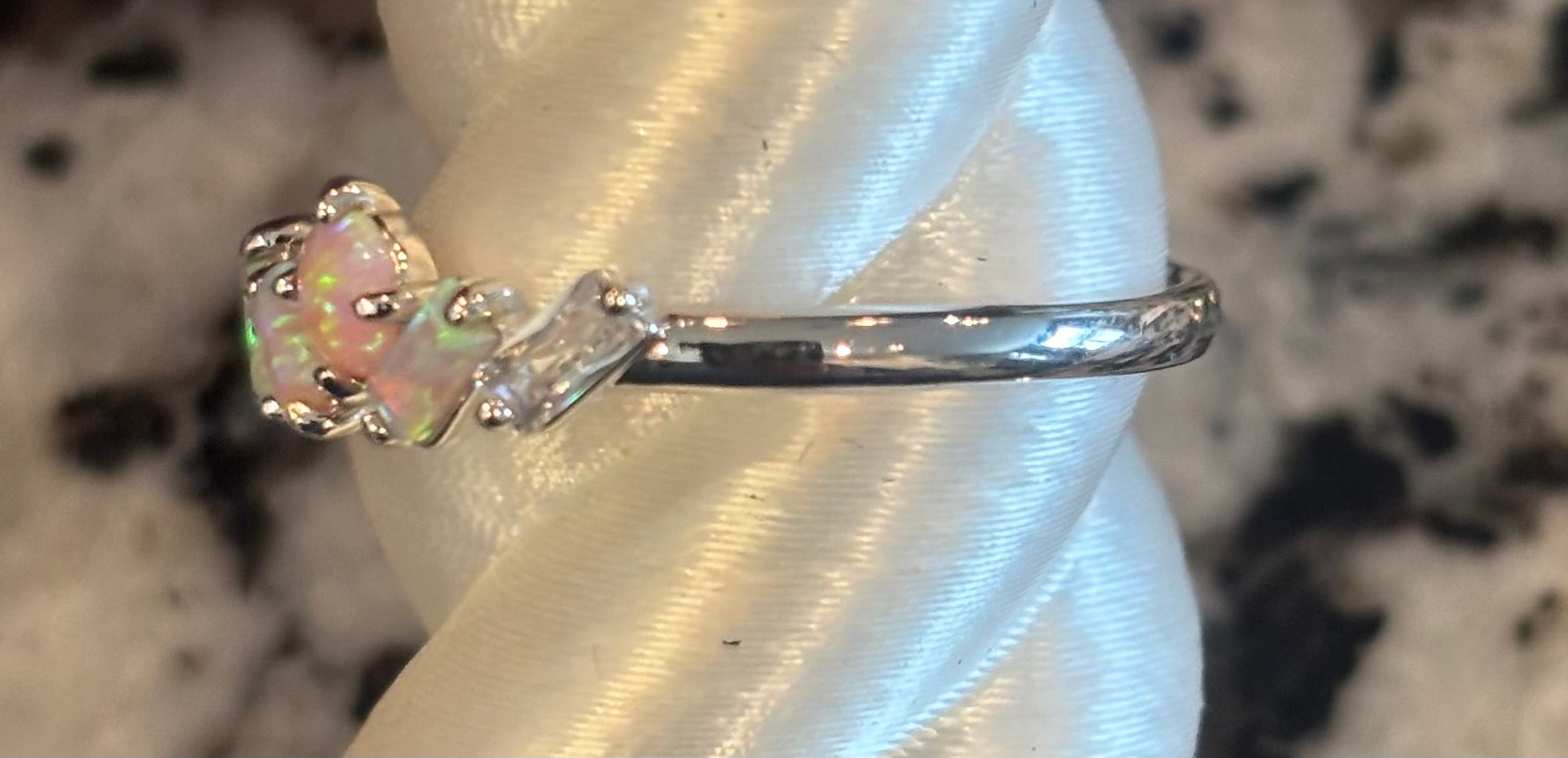 BP Pink Fire Opal Rhodium Ring Size 11