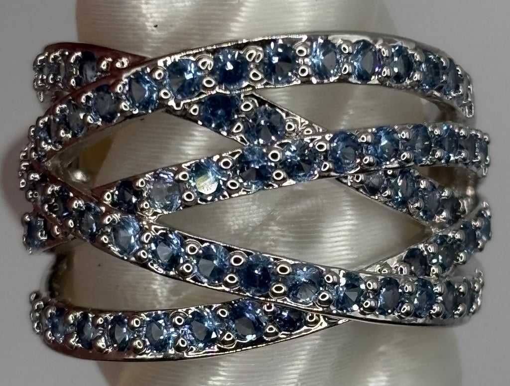 BP Blue Spinel Rhodium Ring Size 6