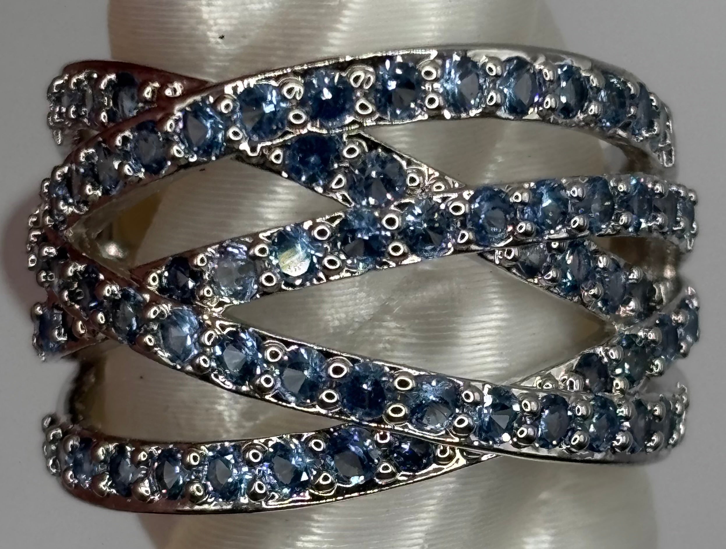 BP Blue Spinel Rhodium Ring Size 6