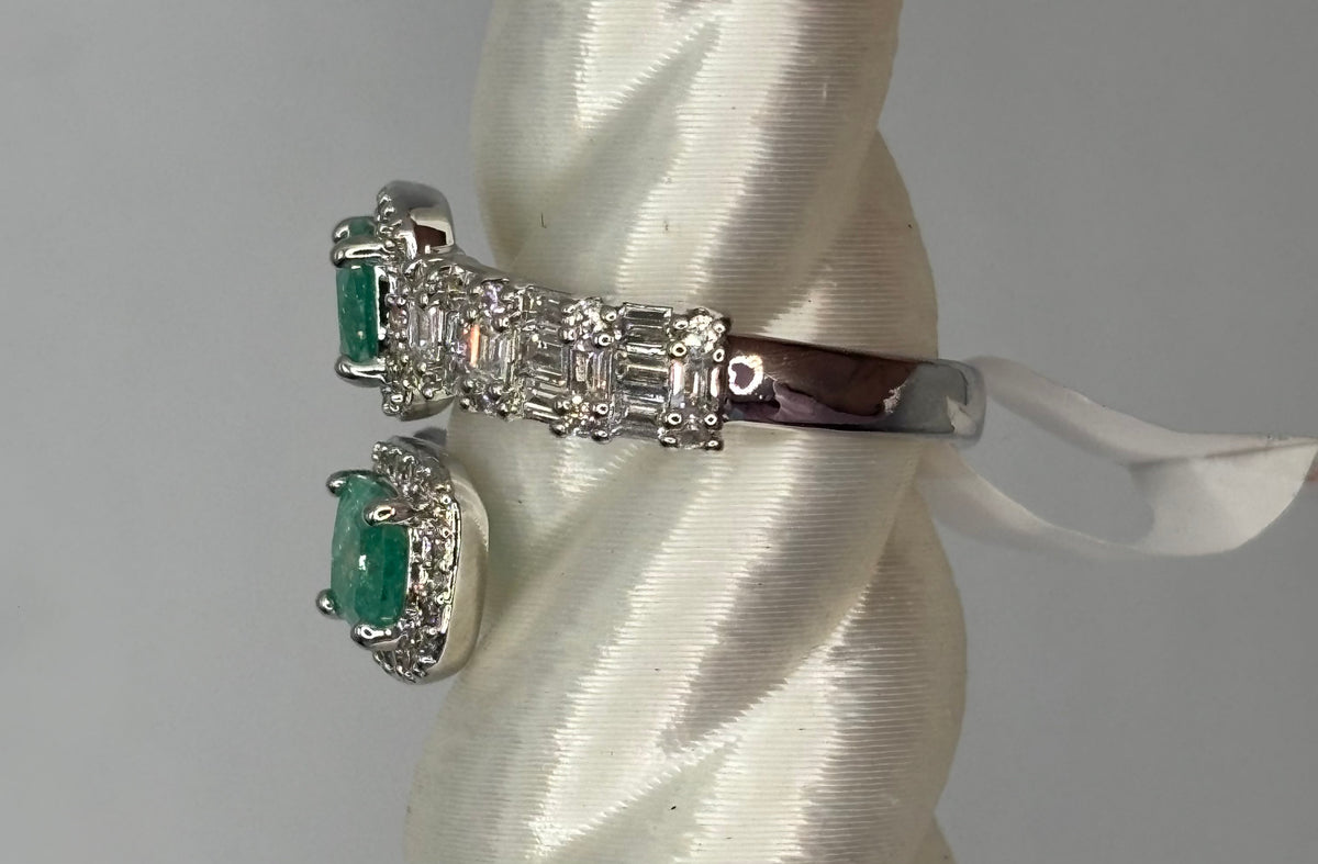 BP Emerald Ice Crystal Rhodium Ring Size 6