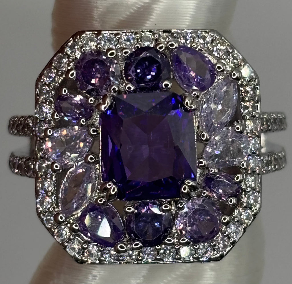 BP Amethyst Rhodium Ring Size 7