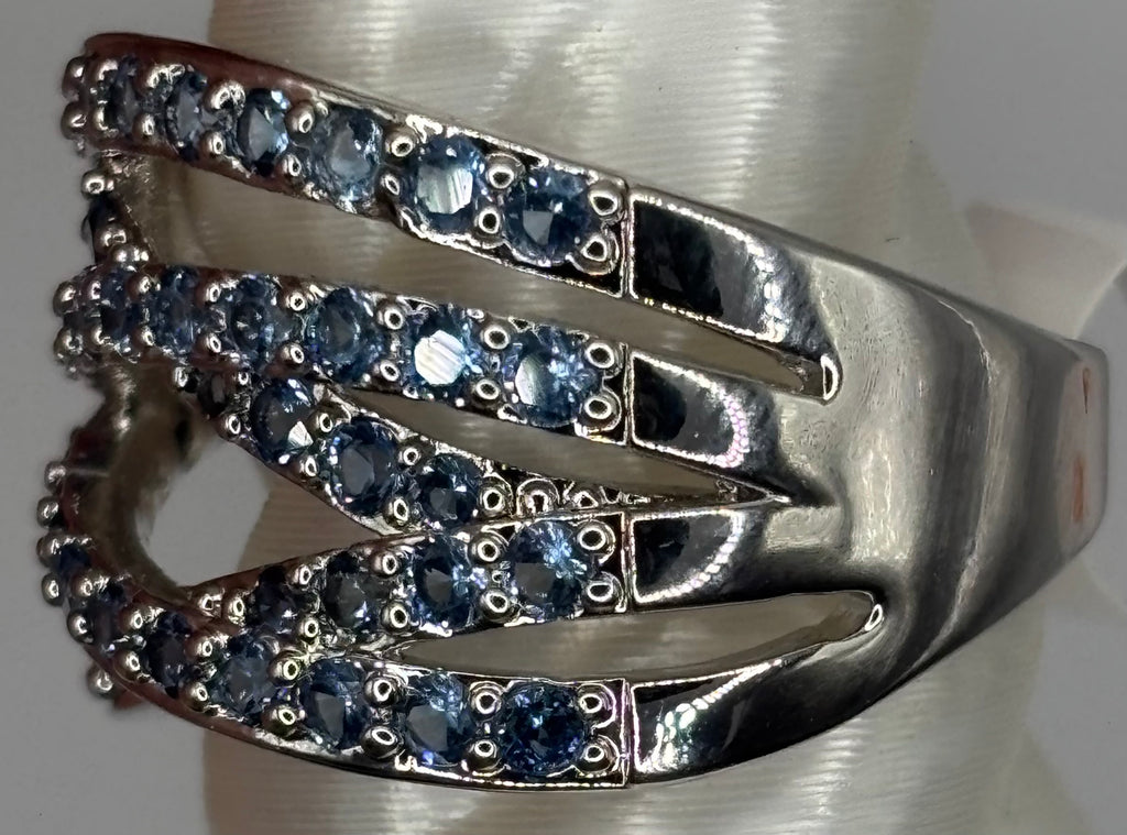 BP Blue Spinel Rhodium Ring Size 6
