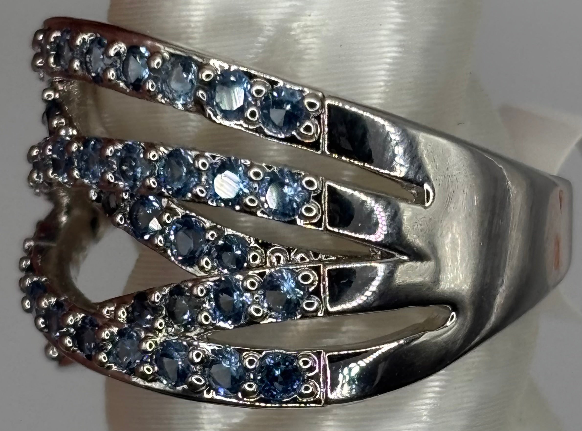 BP Blue Spinel Rhodium Ring Size 6
