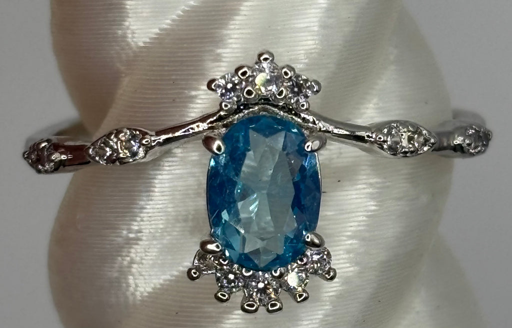 BP Blue Spinel Rhodium Ring Size 10
