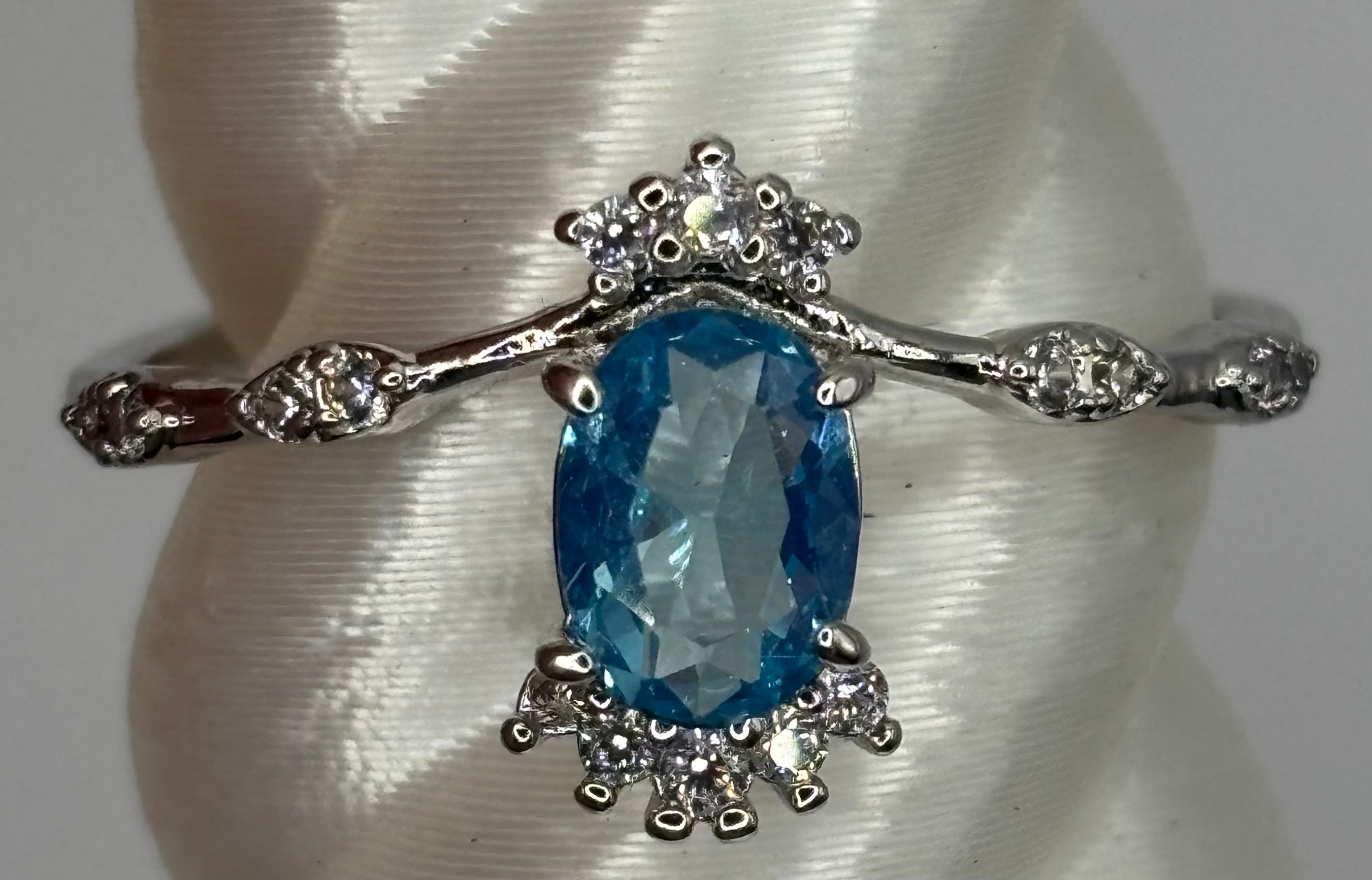 BP Blue Spinel Rhodium Ring Size 10