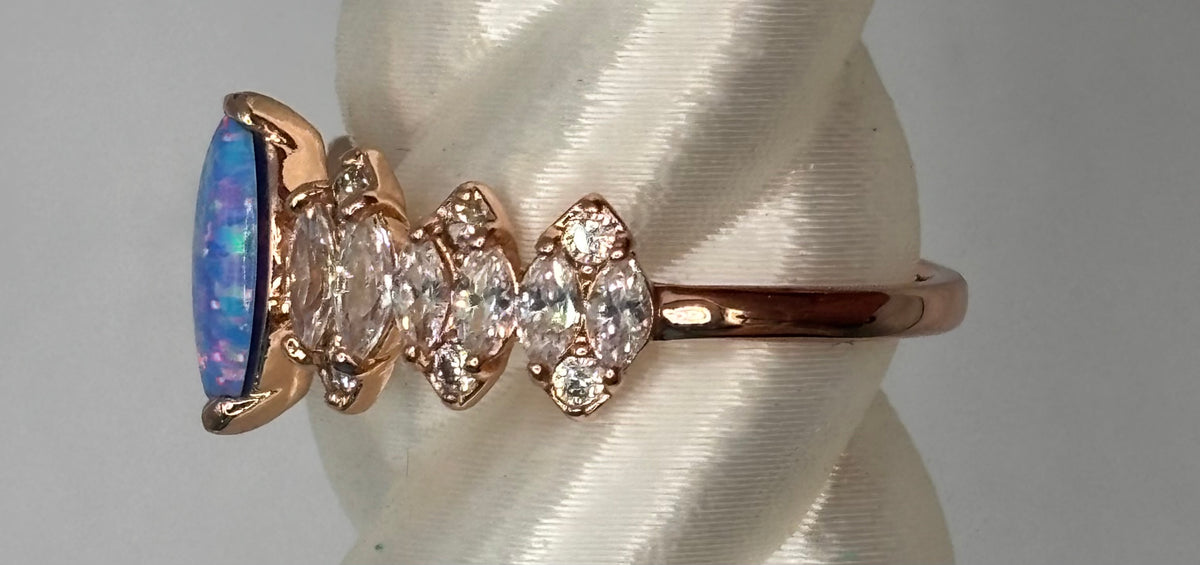BP Blue Fire Opal Rose Gold Ring Size 11