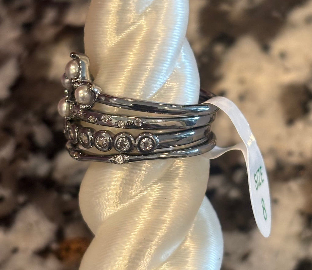 Delicates Dream Dancing on Quiet Wings-Hematite CZ & Pearl