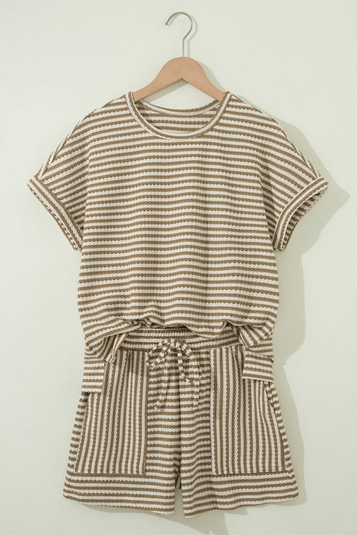 Casual Striped Stretchy 2 Piece Set
