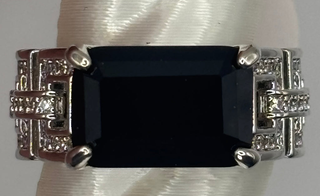 BP Black Onyx Rhodium Ring Size 6