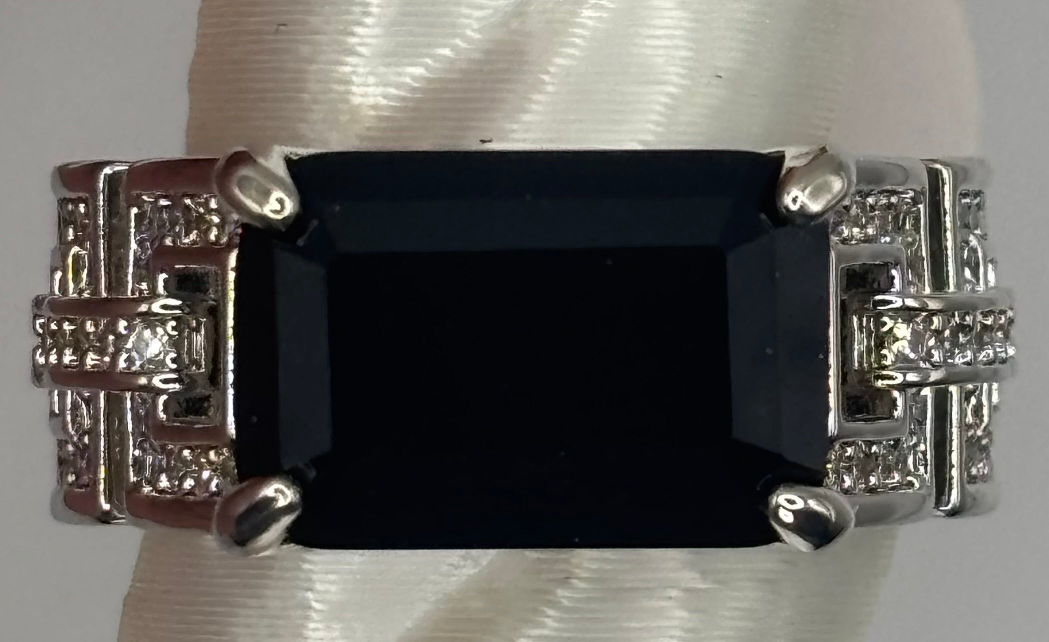 BP Black Onyx Rhodium Ring Size 6