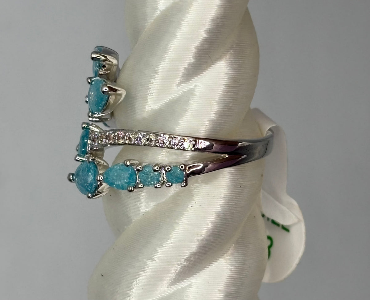 BP Blue Ice Crystal Rhodium Ring Size 8