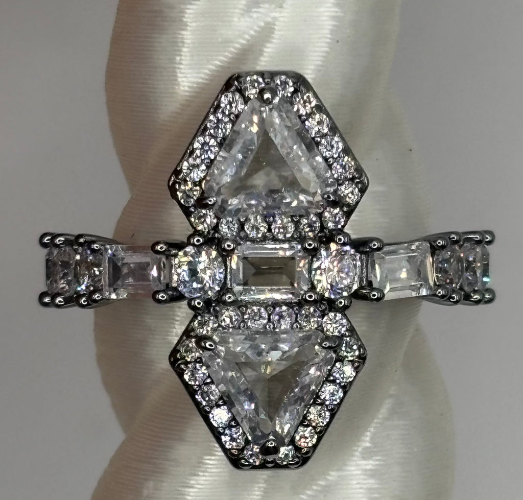 BP CZ Hematite Ring Size 6