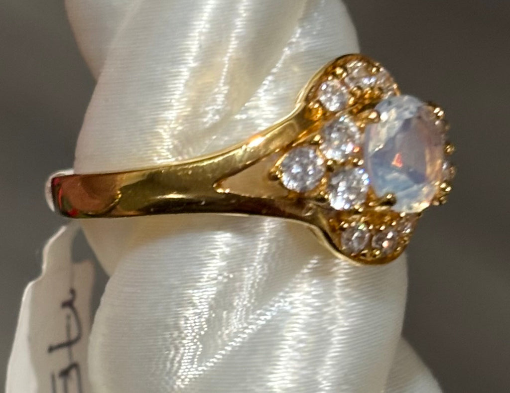 Moonstone and CZ Gold Size 8