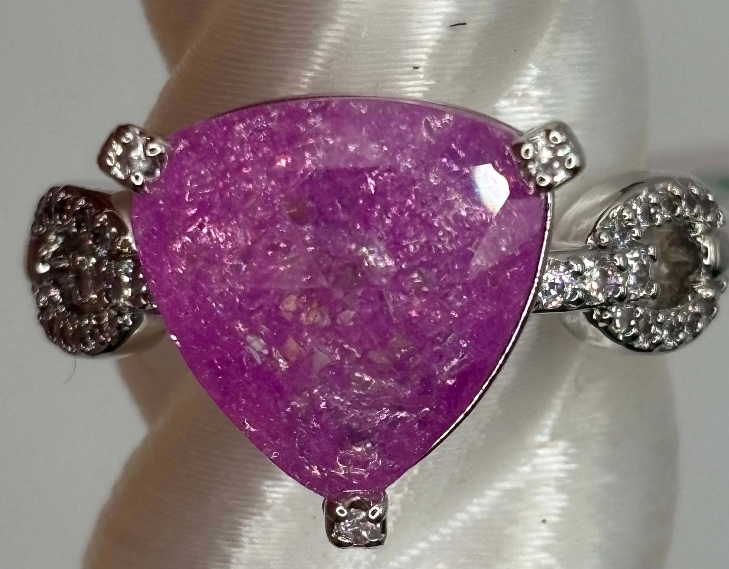 BP Pink Ice Crystal Rhodium Ring Size 8