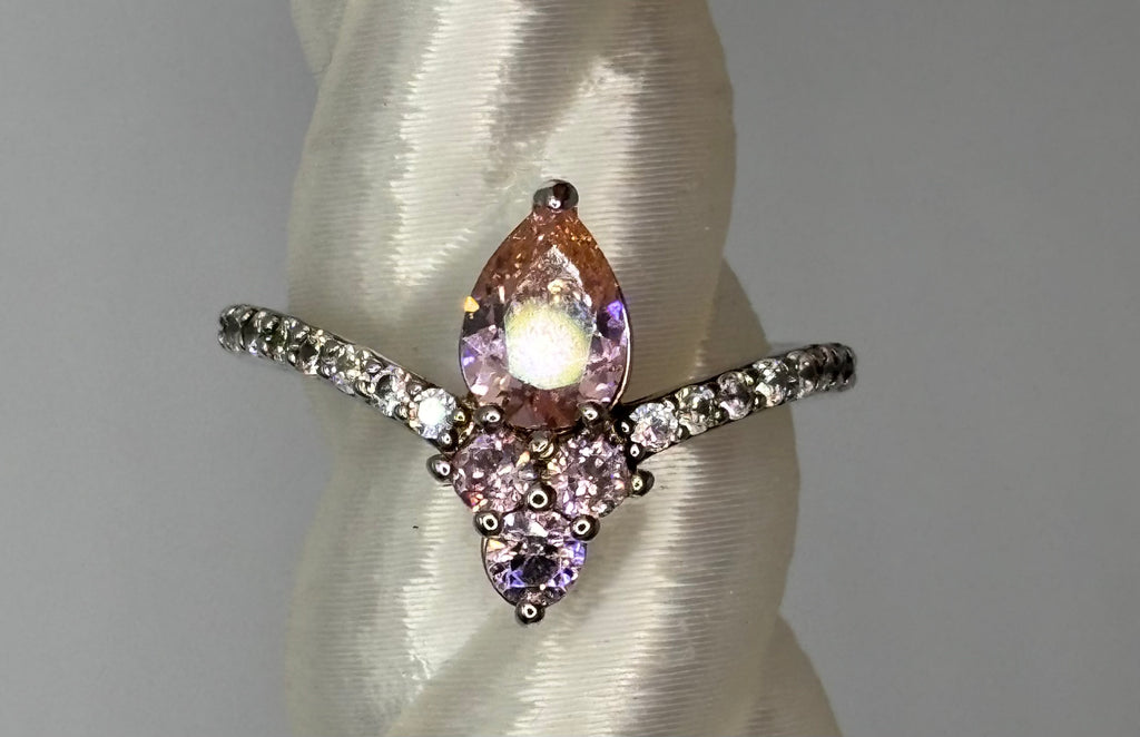 BP Rose Quartz Rhodium Ring Size 5