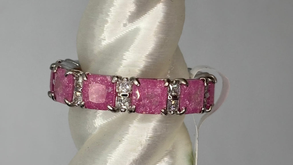 BP Rose Ice Crystal Rhodium Ring Size 8