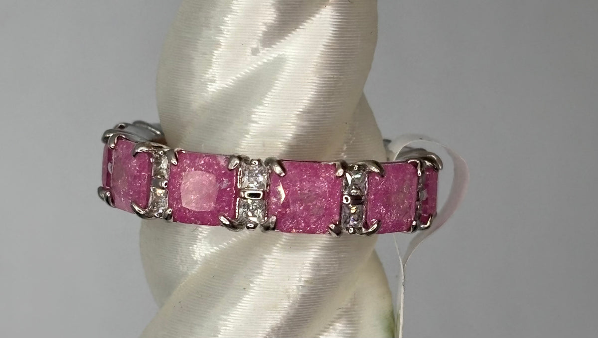 BP Rose Ice Crystal Rhodium Ring Size 8