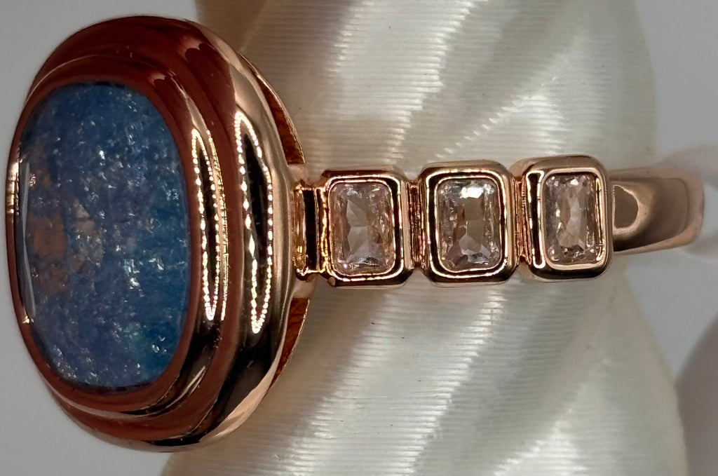 BP Blue Ice Crystal Rose Gold Ring Size 7