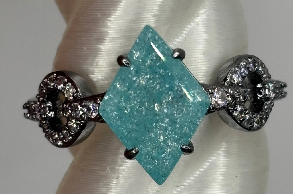 BP Blue Ice Crystal Hematite Ring Size 8