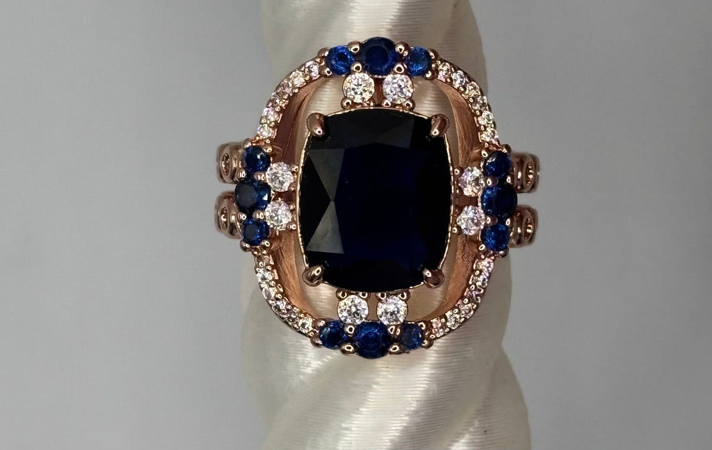 BP Sapphire Rose Gold Ring Size 6